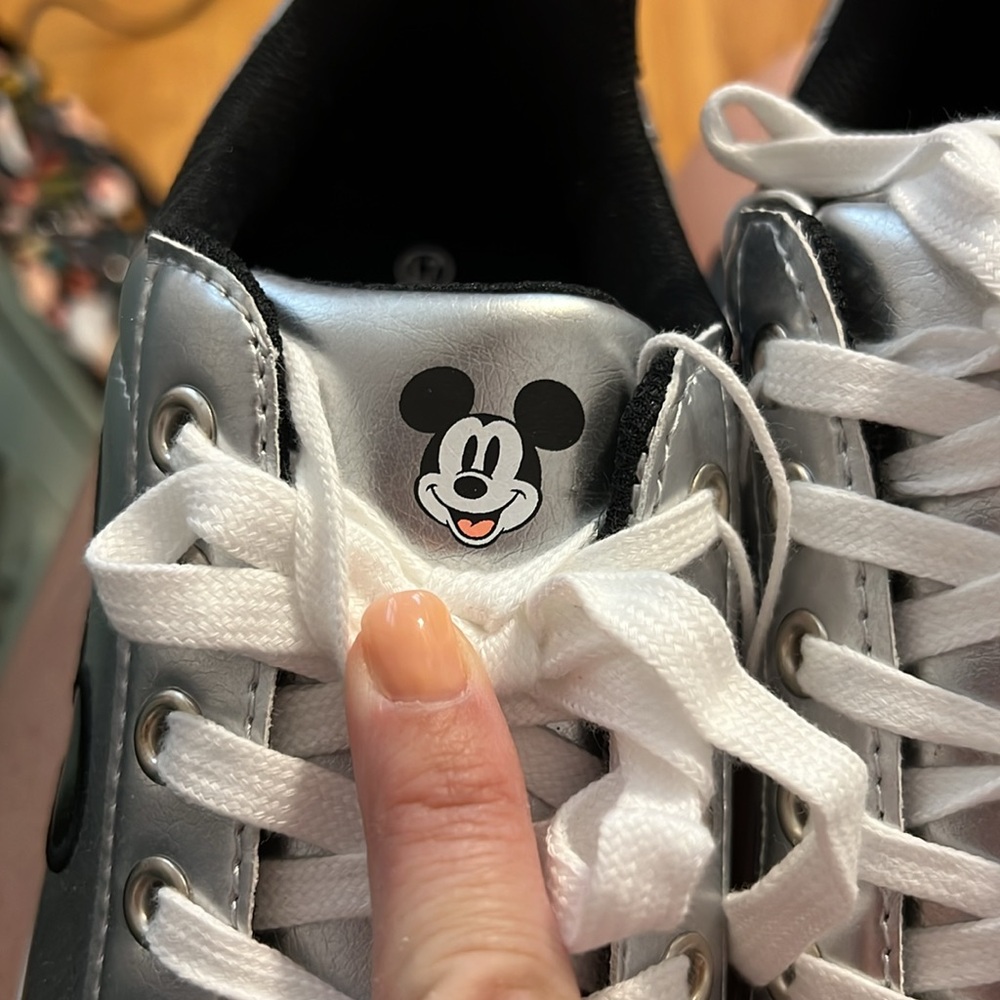 NWT Disney Mickey Mouse Silver & Black Sneakers- 7 - Picture 5 of 8